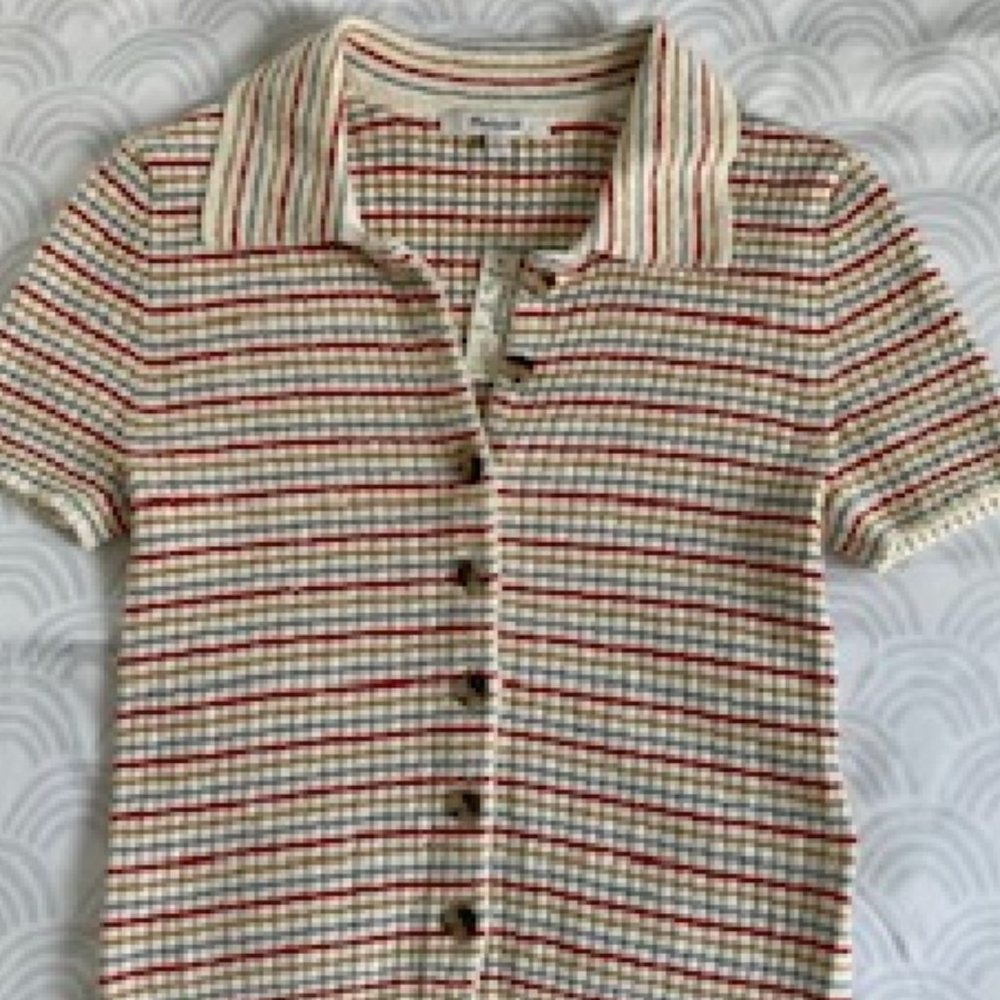 Madewell Striped Crop Top - Red and Cream